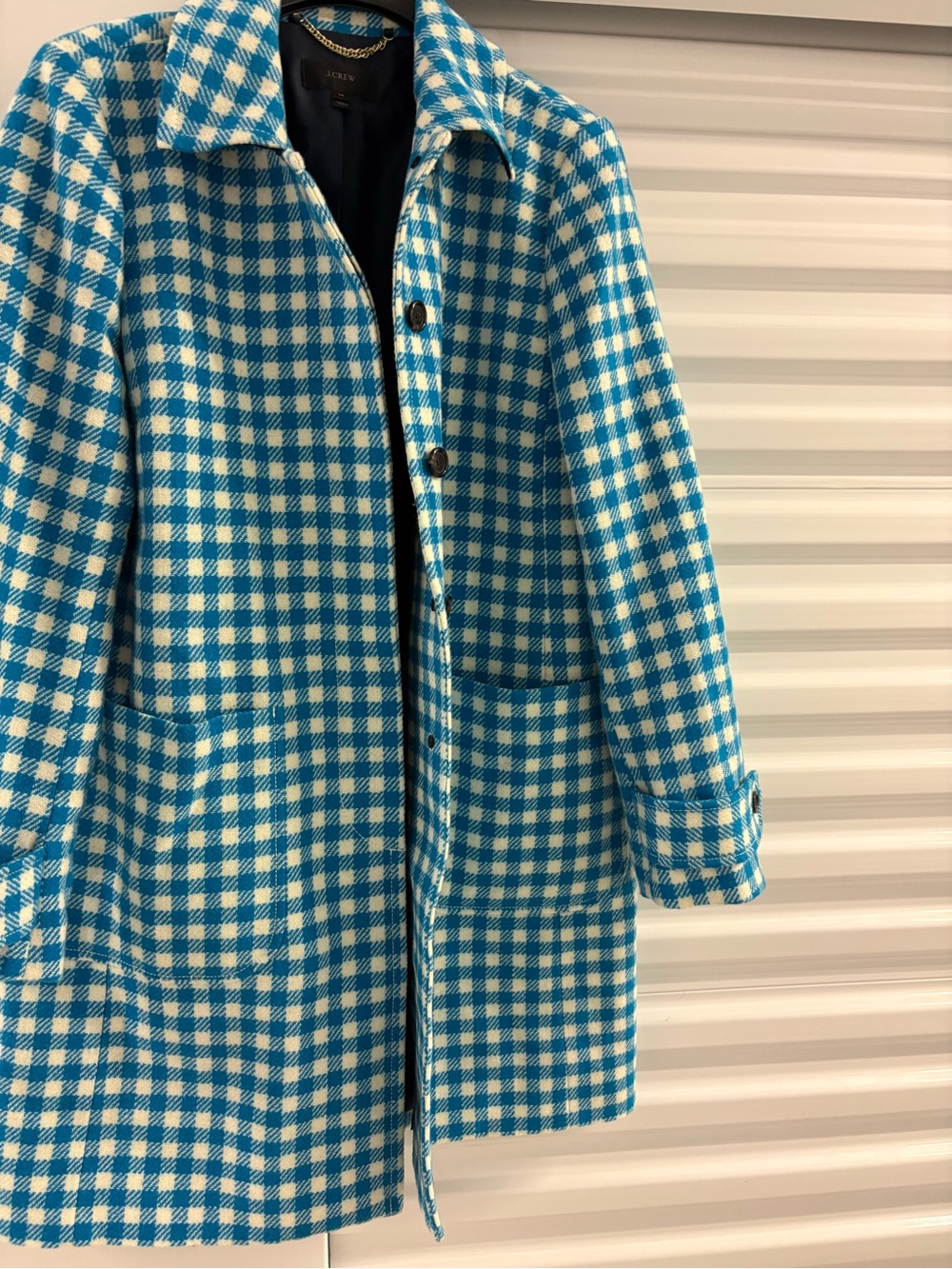 J. Crew Gingham Coat. Size 14. Like New.